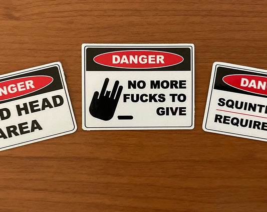 Laptop, Hard Hat Vinyl Sticker "Danger" Labels (Set of 3)